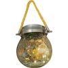Feit Electric LED 5 Inch Round Solar Fairy Jar with Crackled Glass, Twinkle On/Off