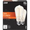 Feit Electric ST19 Vintage Edison LED Light Bulb, 40W Equivalent, Dimmable, 5000K Daylight, E26 Base, Clear Glass Thin Filament Lighting Bulbs, 15,000-Hour Lifetime, ST1940/950CATFIL/2, 2 Pack(2700k Soft White)