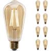 Feit Electric ST19 Vintage Edison LED Light Bulb, 60W Equivalent, Dimmable, 2100K Warm Light, 400 Lumens, Straight Filament Clear Glass Light Bulbs, 15,000-Hour Lifetime, ST19/CL/VG/LED/2/4, 8 Pack(Warm White + Amber Glass)