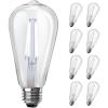 Feit Electric ST19 Vintage Edison LED Light Bulb, 60W Equivalent, Dimmable, 2100K Warm Light, 400 Lumens, Straight Filament Clear Glass Light Bulbs, 15,000-Hour Lifetime, ST19/CL/VG/LED/2/4, 8 Pack(Daylight)