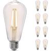 Feit Electric ST19 Vintage Edison LED Light Bulb, 60W Equivalent, Dimmable, 2100K Warm Light, 400 Lumens, Straight Filament Clear Glass Light Bulbs, 15,000-Hour Lifetime, ST19/CL/VG/LED/2/4, 8 Pack(Warm White)