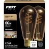 Feit Electric ST19 Vintage LED Light Bulb, 60W Equivalent, Soft White 2700K, Dimmable, Spiral Filament, Decorative Glass, E26 Base, Ideal for Home or Commercial Use, ST1960S2D/927CAFIL/2, 2 Pack(2100k Warm White)