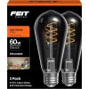Feit Electric ST19 Vintage LED Light Bulb, 60W Equivalent, Soft White 2700K, Dimmable, Spiral Filament, Decorative Glass, E26 Base, Ideal for Home or Commercial Use, ST1960S2D/927CAFIL/2, 2 Pack(2700k Soft White)