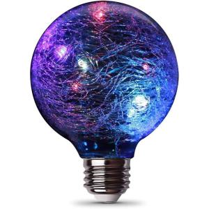 Feit Electric FY/NP/RGB/LED 1W Decorative Fairy RGB Magical Glow Small Clear LED Light Bulb, 4.5″ H x 2.3″ D, Multi-Color(Multi-color)