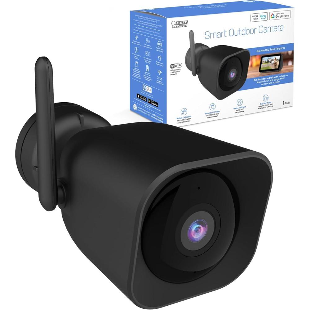 imageFeit Electric Smart Security Camera 24GHz WiFi Smart Home Camera with Motion Detection Night Vision 2Way Audio 1080p HD Battery Powered White CAMWMWiFiBATBlack