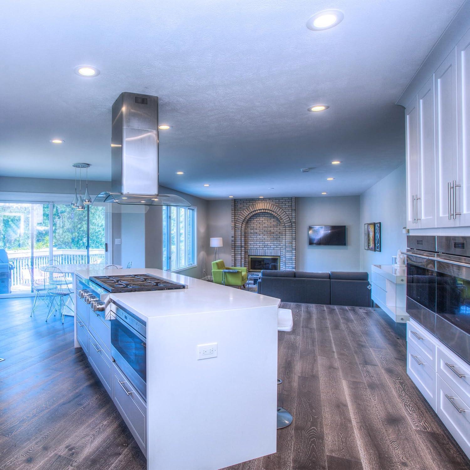 imageFeit Electric BR40 LED Light Bulbs 120W Equivalent Dimmable E26 Medium Base 1400 Lumens 3000K Bright White 120V 90 CRI 228 Years Lifetime Frosted Bulbs Damp Rated 2 Pack BR40DMHO930CA2No Color