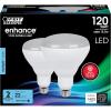 Feit Electric BR40 LED Light Bulbs, 120W Equivalent, Dimmable, E26 Medium Base, 1400 Lumens, 3000K Bright White, 120V, 90 CRI, 22.8 Years Lifetime, Frosted Bulbs, Damp Rated, 2 Pack, BR40DMHO/930CA/2(No Color)