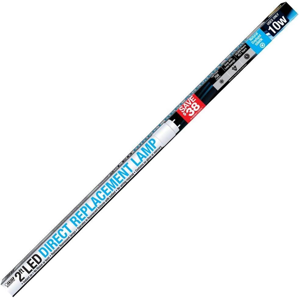 imageFeit Electric PlugNPlay LED Fluorescent Tube Replacement Frost 5000K 2 Foot Light Bulb T24850LEDDaylight