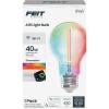 Feit Electric Smart LED Light Bulb, 40W Eq, Color Changing, Dimmable, Works with Alexa & Google Home, Wi-Fi Enabled, Straight Filament Glass Design, 90+ CRI, 15,000-Hour Lifetime, A1940/CL/RGBW/FIL/AG