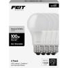 Feit Electric A19 LED Light Bulb, 100W Equivalent, 1500 Lumens, 3500K Neutral White, Non-Dimmable, E26 Base, Indoor/Outdoor, General Purpose LED Bulbs, 11,000-Hour Lifespan, A1600/835/10KLED/4, 4 Pack(3500k Neutral White)