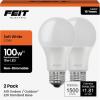 Feit Electric A19 LED Light Bulb, 100W Equivalent, 1500 Lumens, 3500K Neutral White, Non-Dimmable, E26 Base, Indoor/Outdoor, General Purpose LED Bulbs, 11,000-Hour Lifespan, A1600/835/10KLED/4, 4 Pack(2700k Soft White)
