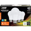 Feit Electric Enhance LED A19 Light Bulb, 60W Equivalent, 8.8W, 800 Lumens, 2700K Soft White, 90+ CRI, Dimmable, E26 Base, Enclosed Fixture & Outdoor Safe, 25,000-Hour Lifespan, OM60DM/927CA/4, 4 Pack