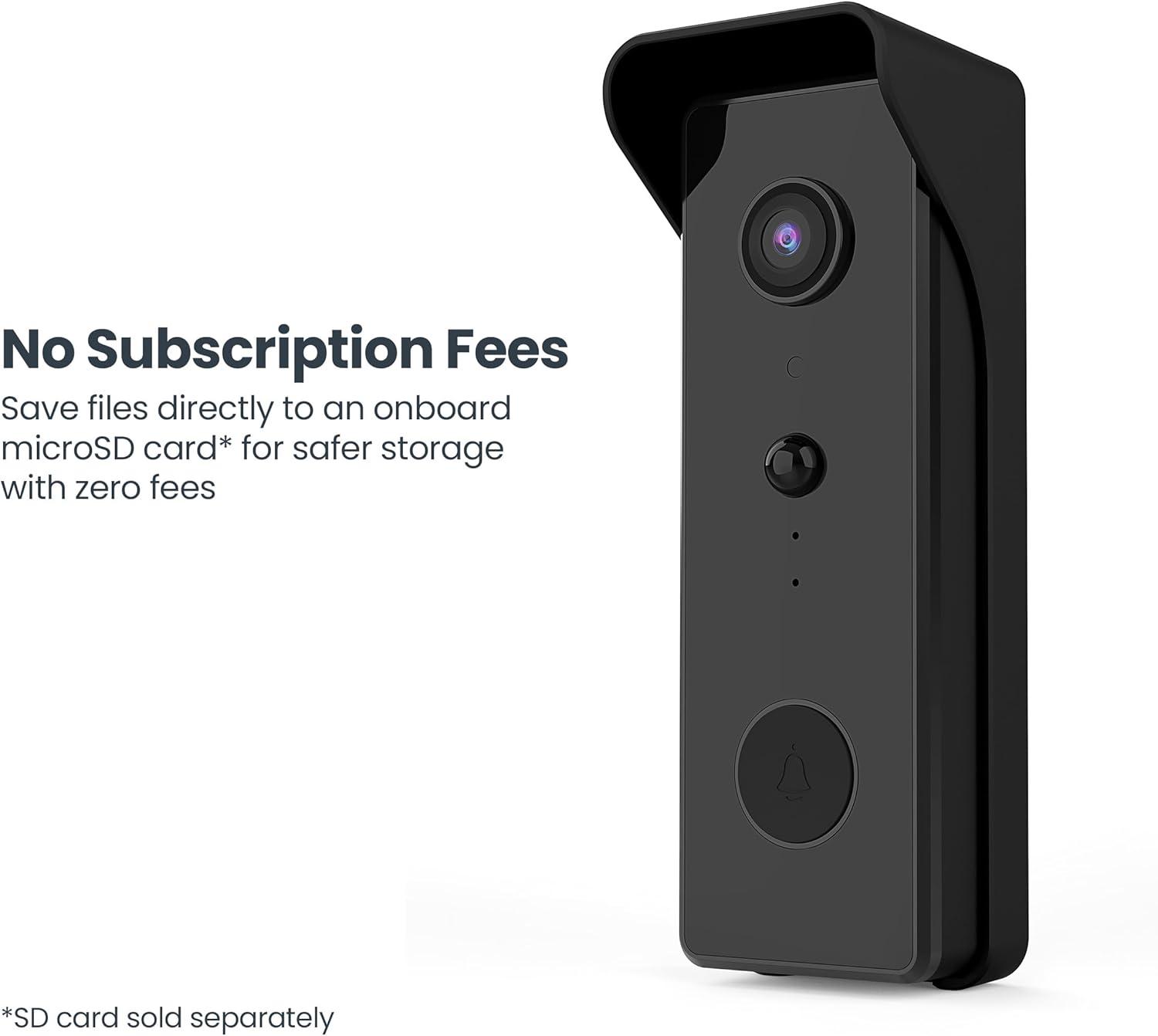 image:imageFeit Electric Smart Video Doorbell Camera 24GHz WiFi No Hub TwoWay Audio Advance Motion Detection 16ft Night Vision 2K HD Video Micro SD Card Storage Chime Included Battery Powered Design