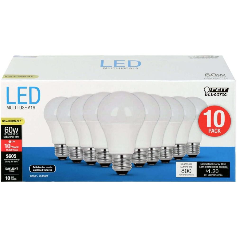 image:imageFEIT 9w LED Light Bulbs 60w Equivalent 800 Lumens Natural Day Light 5000K 10 Pack10 Count Pack of 1
